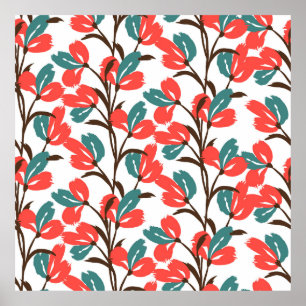 Póster Floral seamless pattern. Cute floral background. P