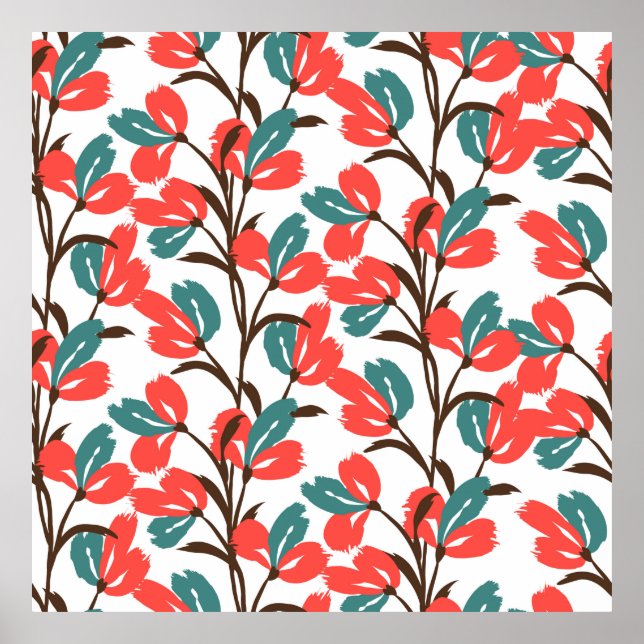 Póster Floral seamless pattern. Cute floral background. P (Frente)