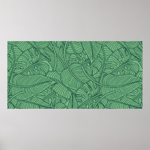 Póster Floral seamless pattern with leaves. tropical back