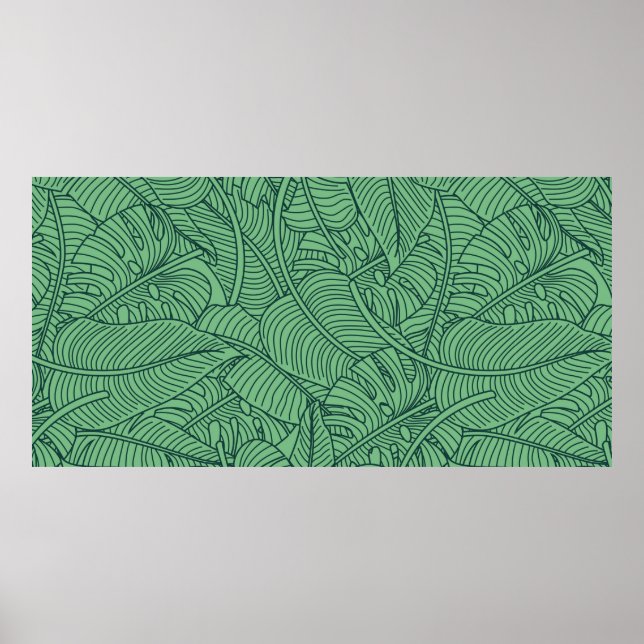 Póster Floral seamless pattern with leaves. tropical back (Frente)