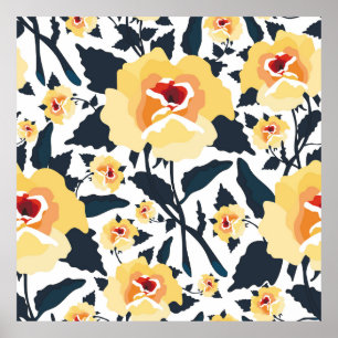 Póster Floral seamless pattern with roses. seamless texti