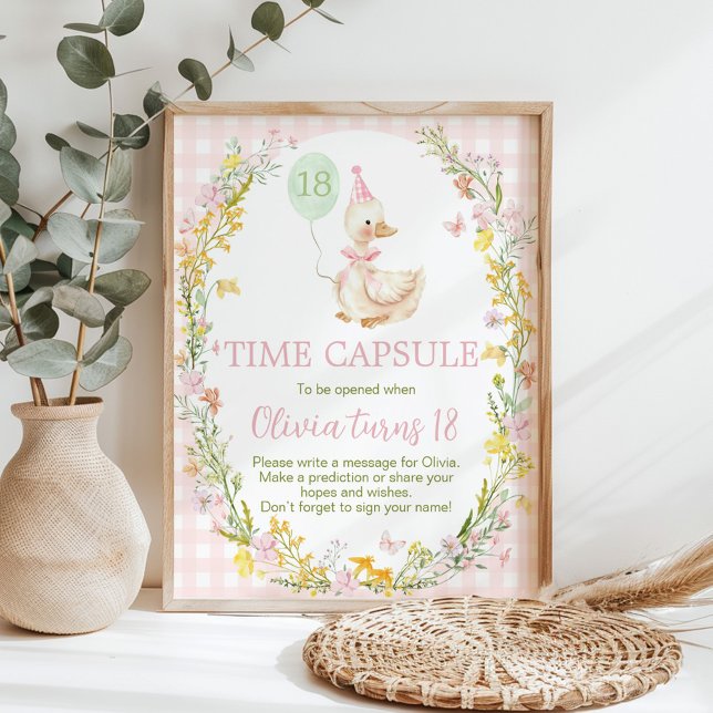 Póster Floral Silly Goose Birthday Time Capsule Sign (Subido por el creador)