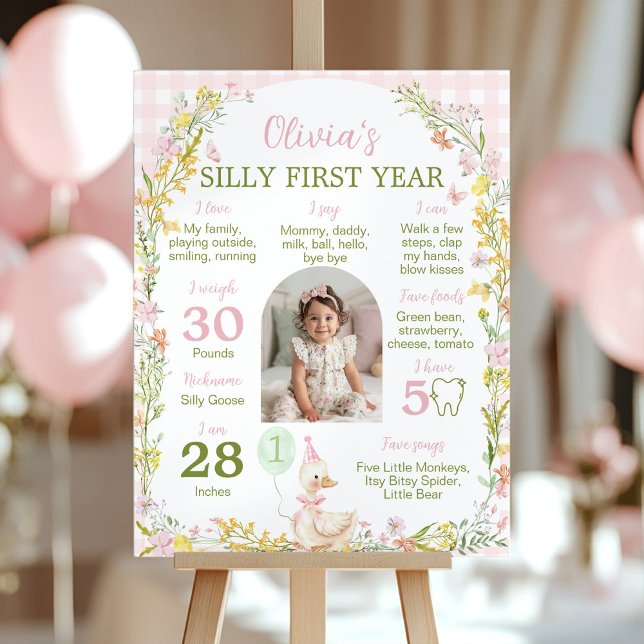 Póster Floral Silly Goose First Year Photo Milestone (Subido por el creador)