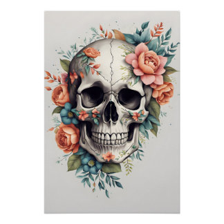 Póster Floral Skull Unique Wall Art
