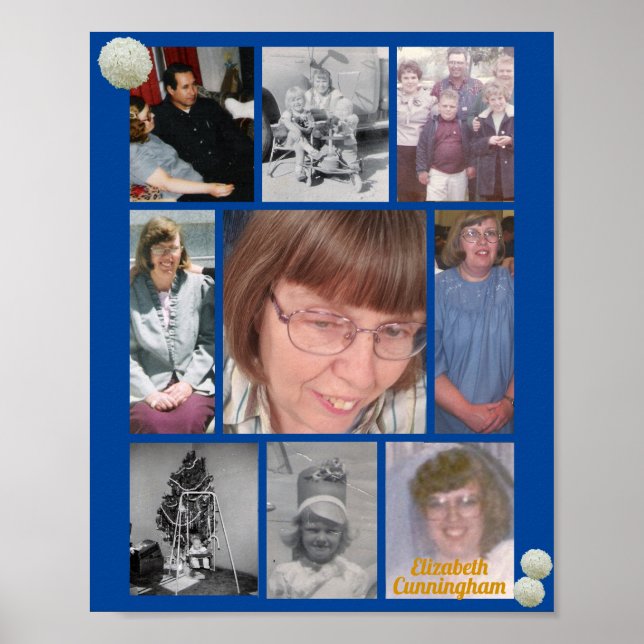 Póster Floral Snowballs Loving Memory 9 Photo Memorial  (Frente)