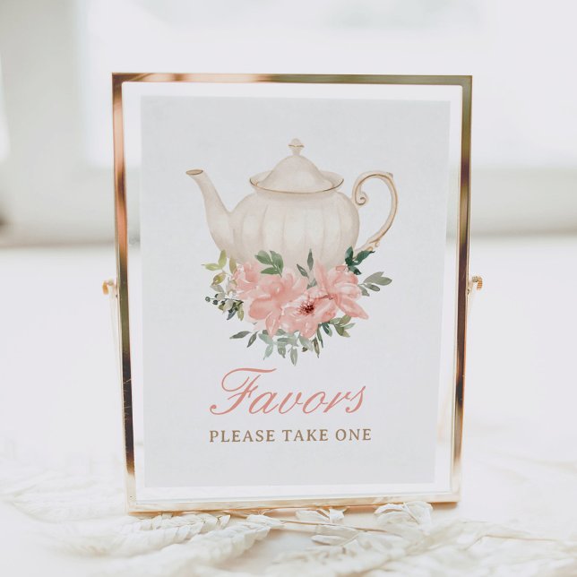 Póster Floral Tea Fiesta Bridal Shower Favor Rótulo (Subido por el creador)