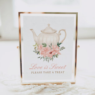 Póster Floral Tea Fiesta Bridal Shower Love is Sweet Rótu