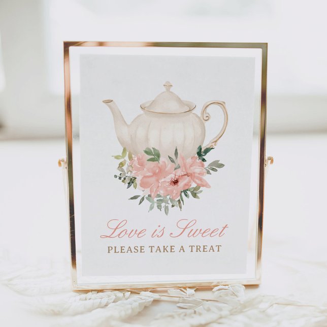 Póster Floral Tea Fiesta Bridal Shower Love is Sweet Rótu (Subido por el creador)