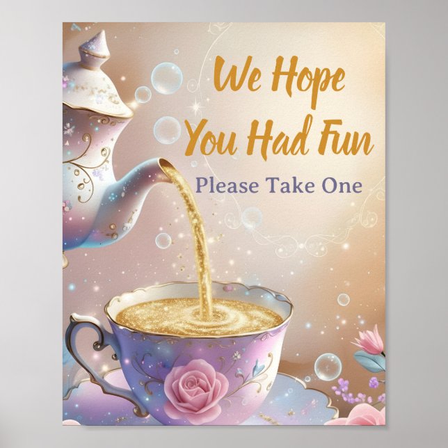 Póster Floral Teacup & Teapot - Pastel Elegant Tea Party (Frente)