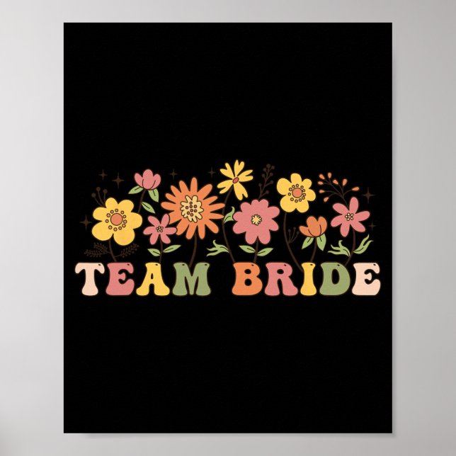 Póster Floral Team Bride Wildflower Boda Bachelorette (Frente)