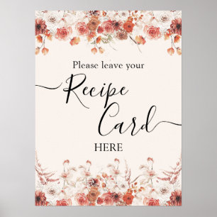 Póster Floral Terracotta Autumta Bridal Shower Receta