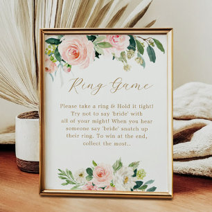 Póster Floral The Ring Game Bridal Shower Game Rótulo