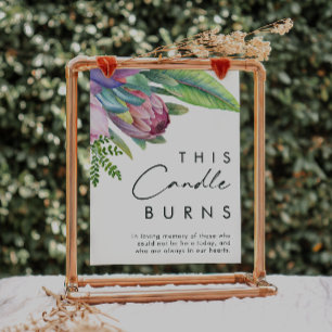 Póster Floral tropical colorida esta vela quema el Rótulo