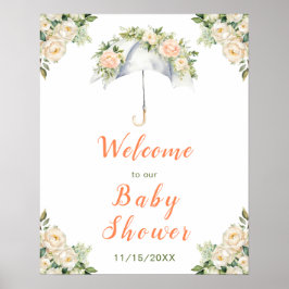 Póster Floral Umbrella Baby Shower