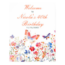 Floral Verano Mariposa Cumpleaños Ducha