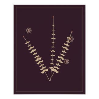 Póster Floral Vintage Estudio Botánico Oxblood