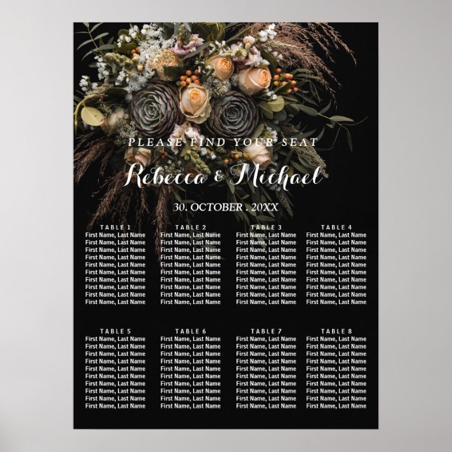 Póster Floral vintage oscuro (Frente)