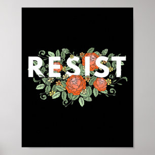 Póster Floral Vintage Resiste Anti-trump No Es Mi Preside