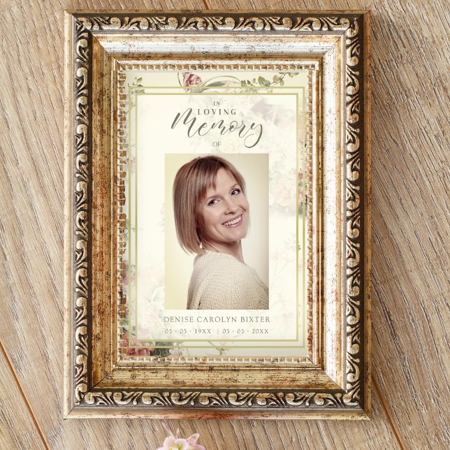 Póster Floral Vintage Romantic Memorial Funeral (Subido por el creador)