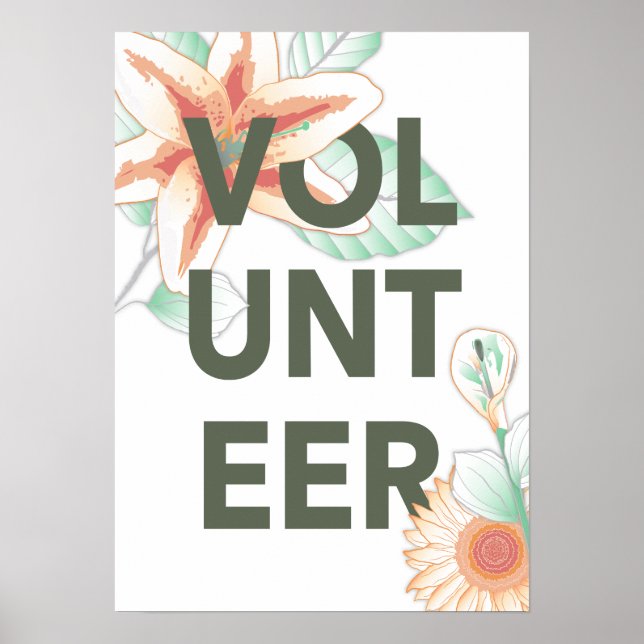 Póster floral vintage voluntaria (Frente)