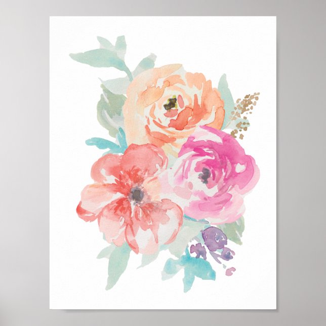Póster Floral Watercolor Bouquet Poster I (Frente)