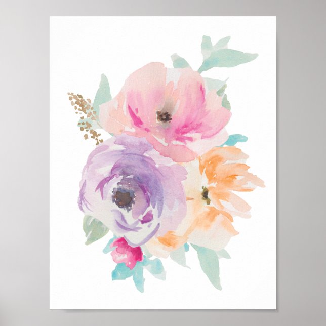 Póster Floral Watercolor Bouquet Poster II (Frente)