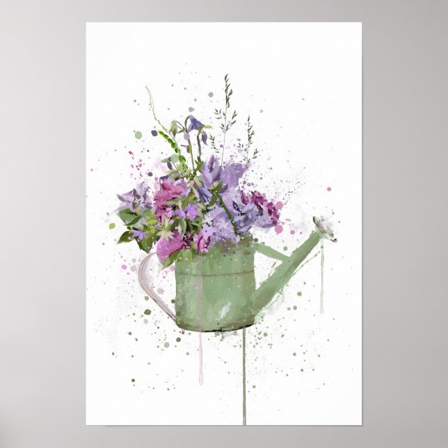 Póster Floral Watering Can (Frente)