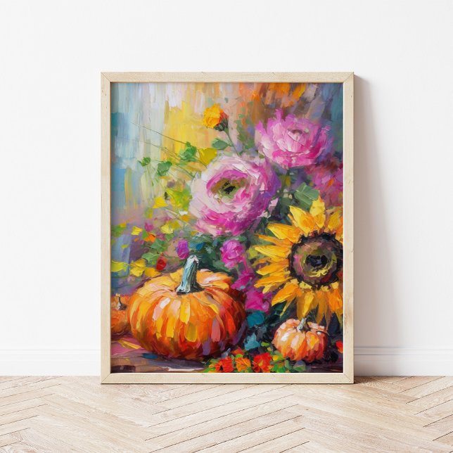 Póster Floral y calabazas de otoño coloridas (Subido por el creador)