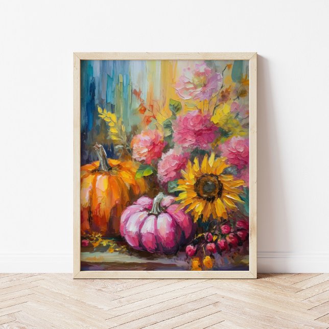 Póster Floral y calabazas de otoño coloridas (Subido por el creador)