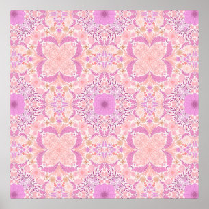 Póster Florales de jardín retro en rosa