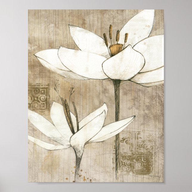 Póster Florales dibujados por lápiz (Frente)