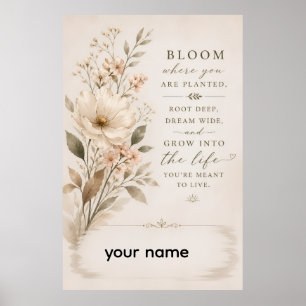 Póster Florece Donde Estás Plantado – Floral Minimalista