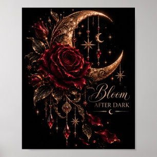 Póster Florece en la oscuridad Rosa gótica de Borgoña y