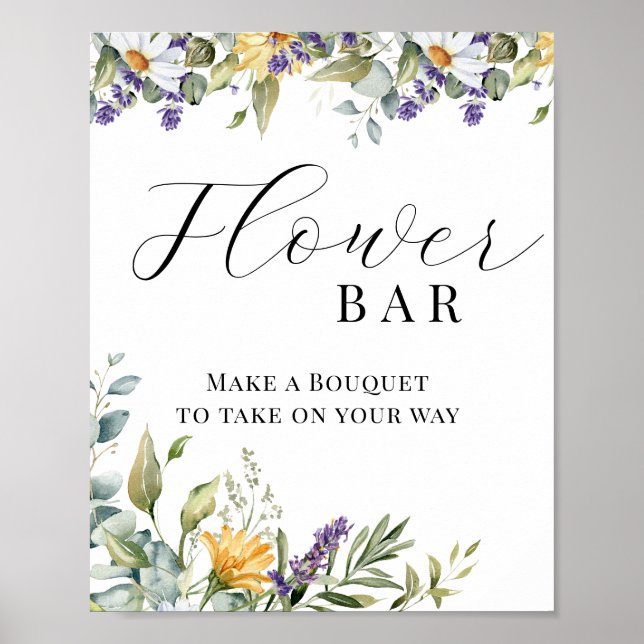 Póster Florecer Flor Silvestre | Floral De Pradera | Barr (Frente)