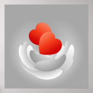 Póster florecimiento de corazones