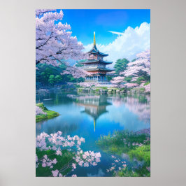 Póster Florecimiento de primavera en la Pagoda