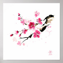 Florecimiento de Sakura. Pintura
