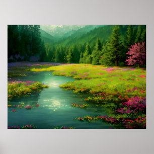 Póster Florecimiento en la Glade: Delicia forestal