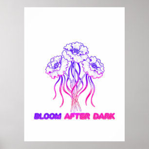 Póster Florecimiento floral abstracto rosa neón - BoPóste