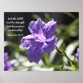 Póster florecimiento morado de bonito con verso bible sob