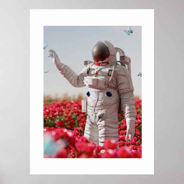 Póster Florecimiento y astronauta (Frente)