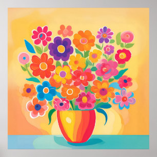 Póster Florecimientos Vibrantes en Simplicidad