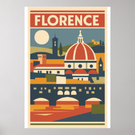 Póster Florence Duomo Poster Vintage Travel Italy