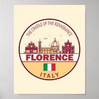 Florence Italy City Skyline Emblem