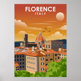 Póster Florence Italy European City Travel Illustration