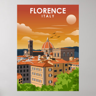 Póster Florence Italy European City Travel Illustration