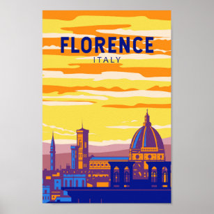 Póster Florence Italy Travel Art Vintage