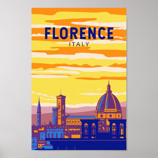 Póster Florence Italy Travel Art Vintage (Frente)