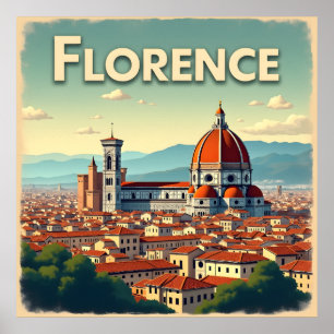 Póster Florence Italy Vintage Travel