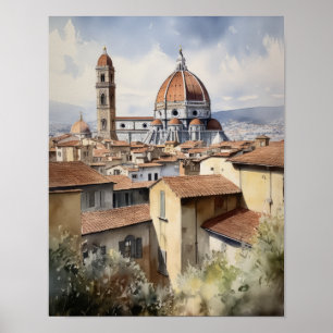 Póster Florence Italy Watercolor Art Print Poster
